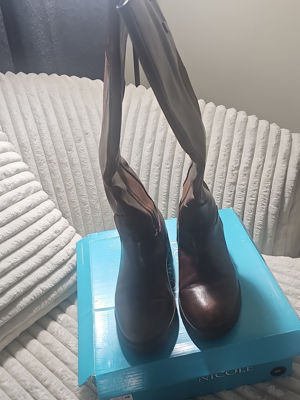 Nicole Brown Over-The-Knee Leather Boots